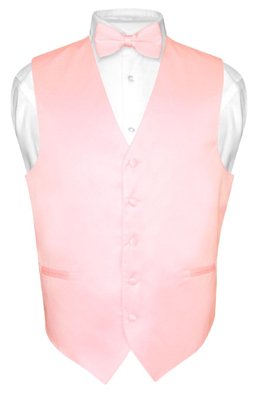 Men's Dress Vest & BowTie Solid PINK Color Bow Tie Set for Suit or Tuxedo