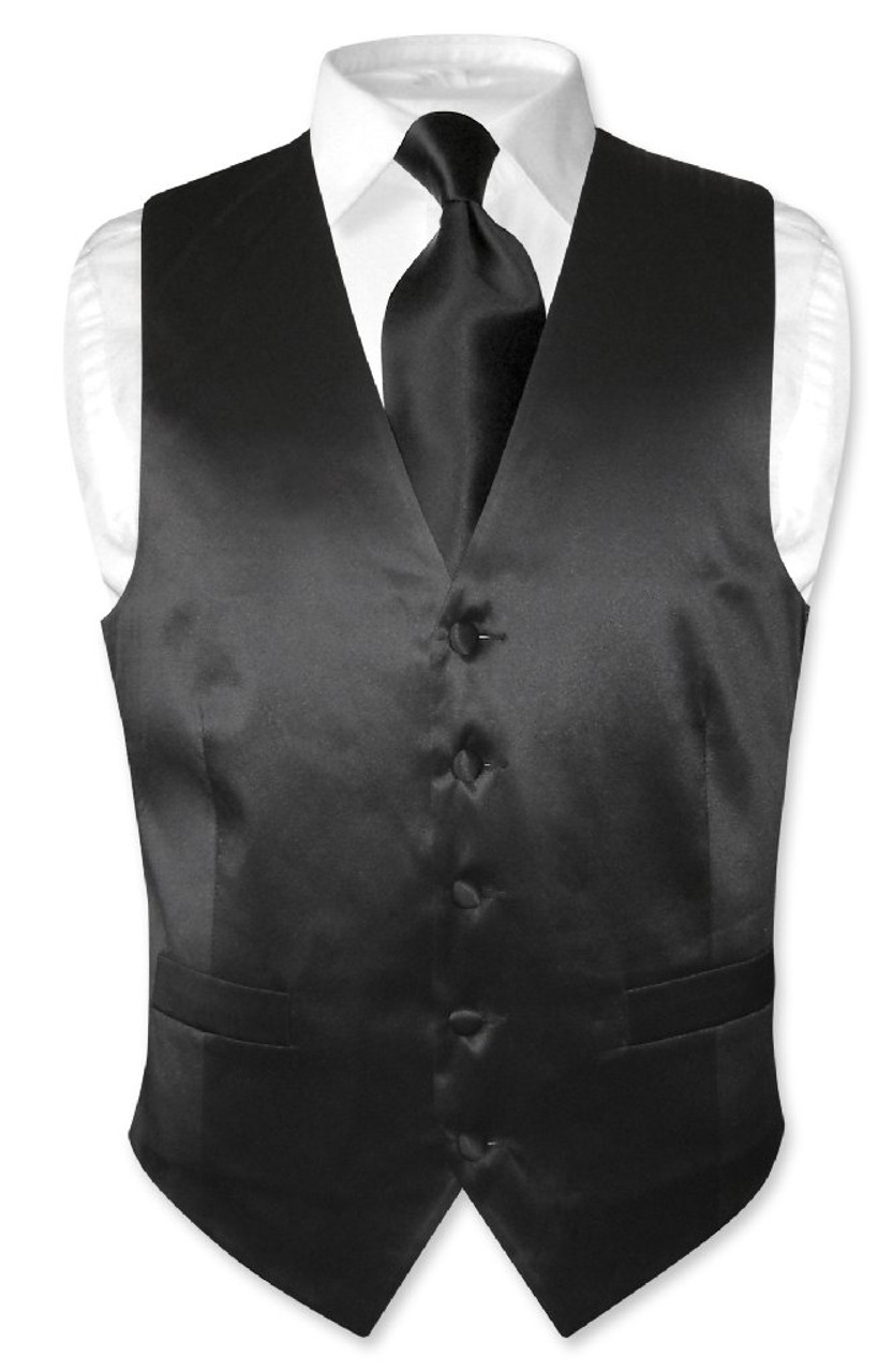 Mens black silk vest