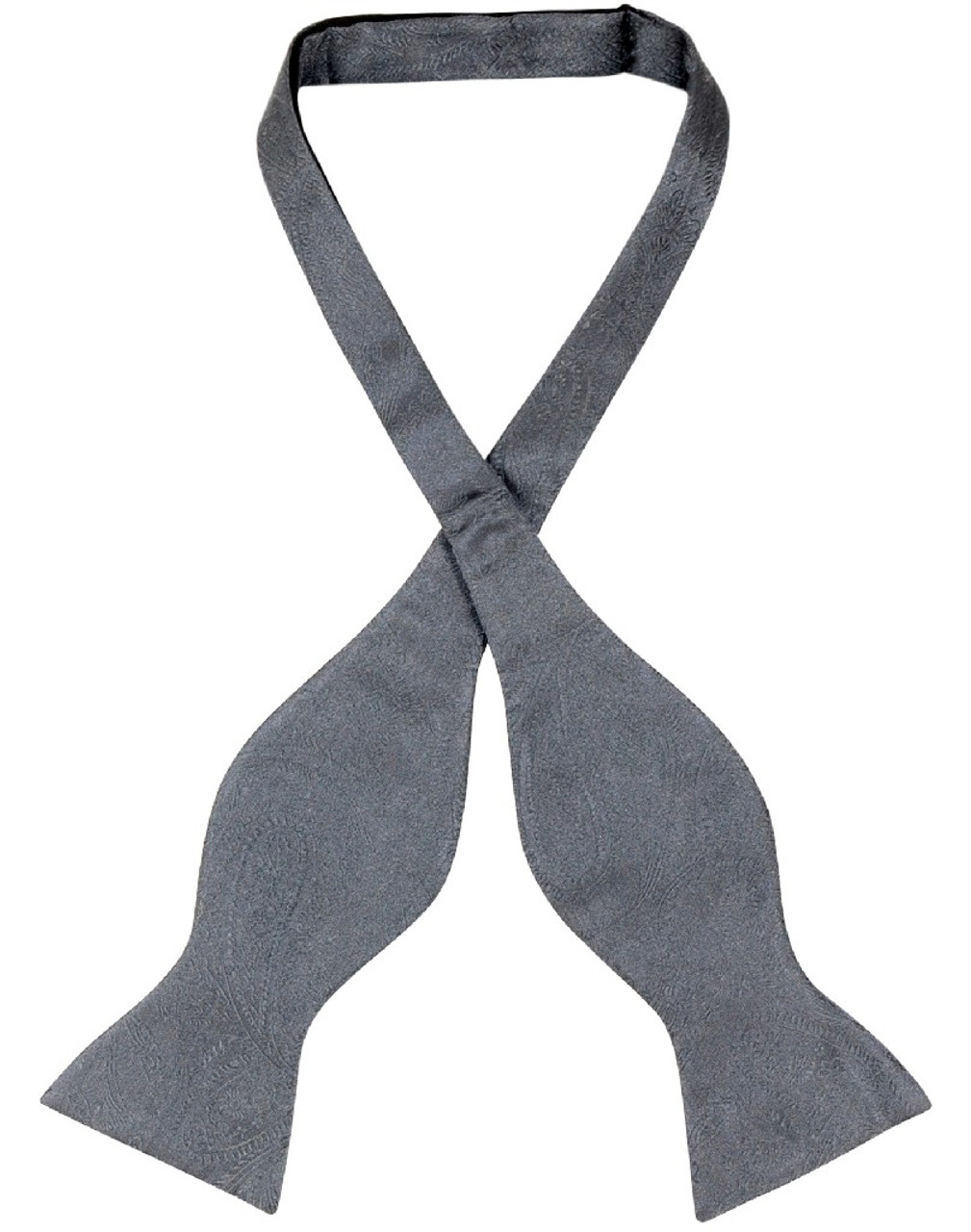 Vesuvio Napoli Self Tie Bow Tie Charcoal Grey Paisley Mens BowTie