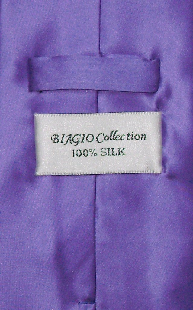 Biagio Men's Solid Purple 100% Silk Neck Tie - Standard Length 56" Indigo Color For Suit Or Tuxedo