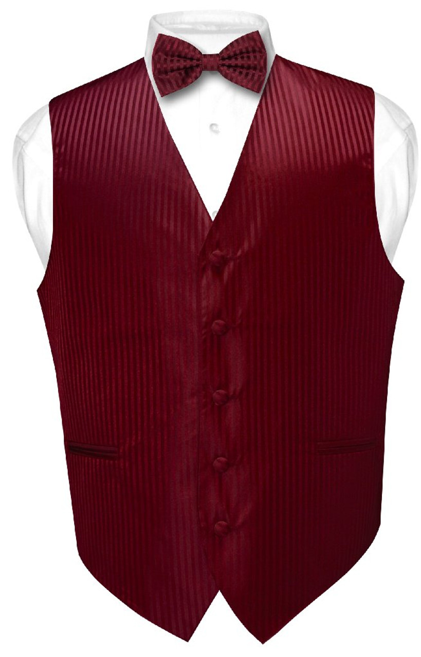 maroon vest and bow tie