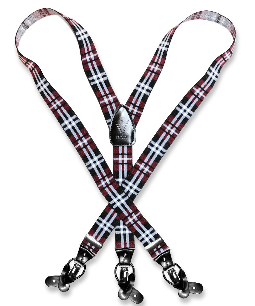 Men'S Design Black Yellow White Suspenders For Men Y Shape Elastic Buttons & Clips