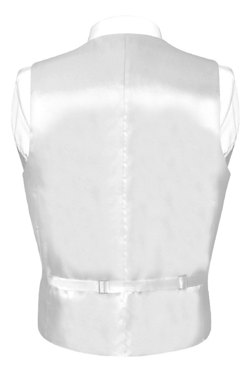 White Vest | White BowTie | Silk Solid White Color Vest Bow Tie Set