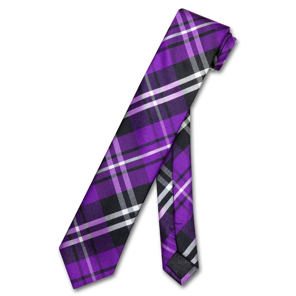 Vesuvio Napoli Men's Plaid Checkered Tie – Red Multicolor, Self-Tie, Woven Polyester – Perfect For Weddings & Parties