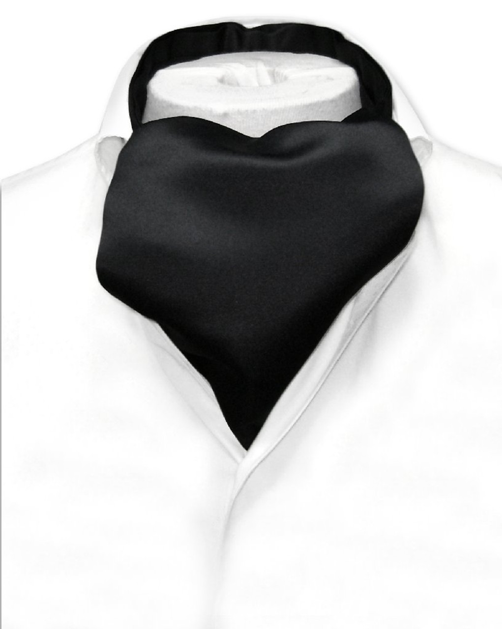 Black Cravat Tie  Vesuvio Napoli Mens Solid Color Ascot Cravat Tie