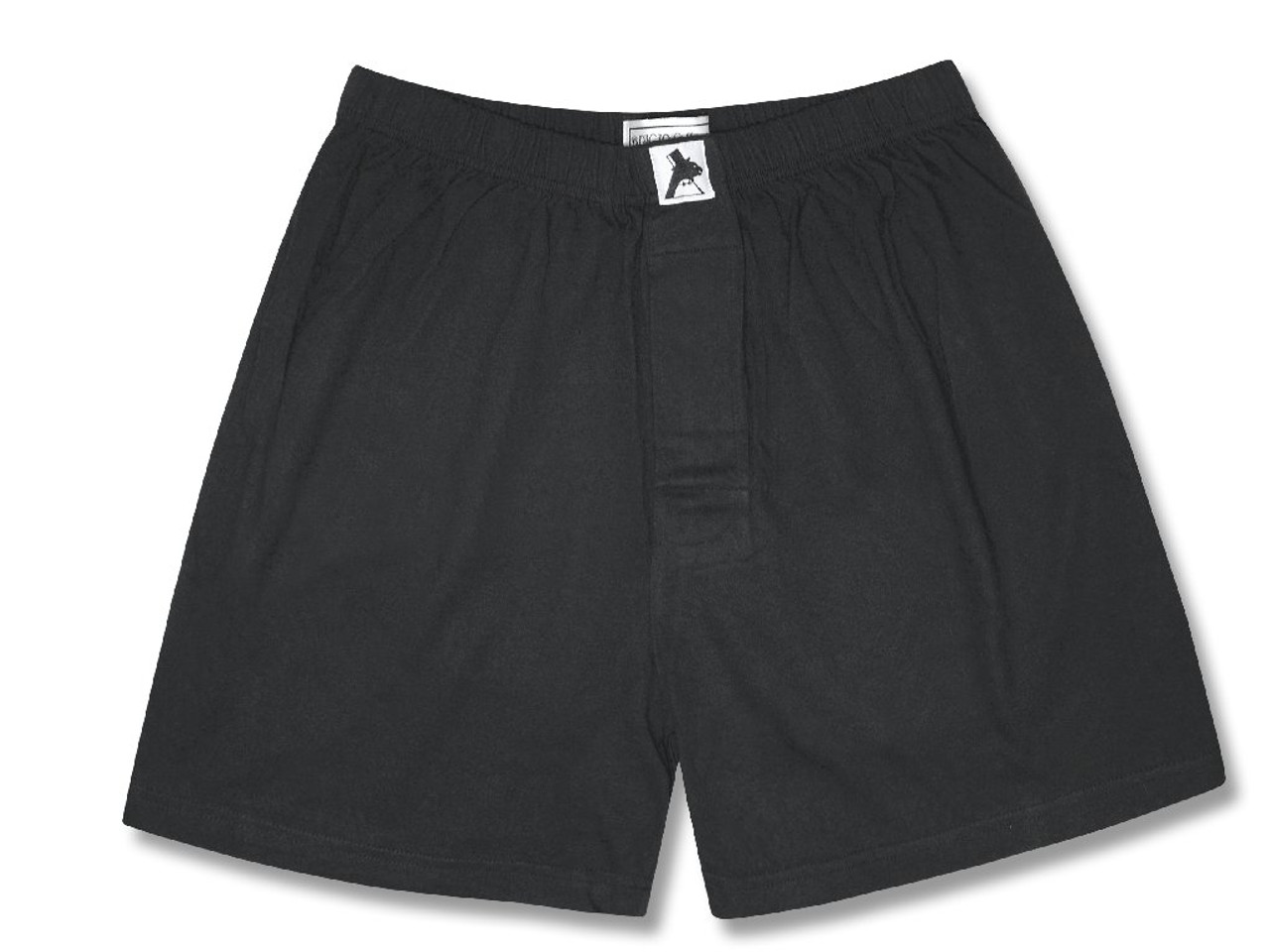 100% Knit Cotton Boxer Shorts  Biagio Mens Solid Black Boxers