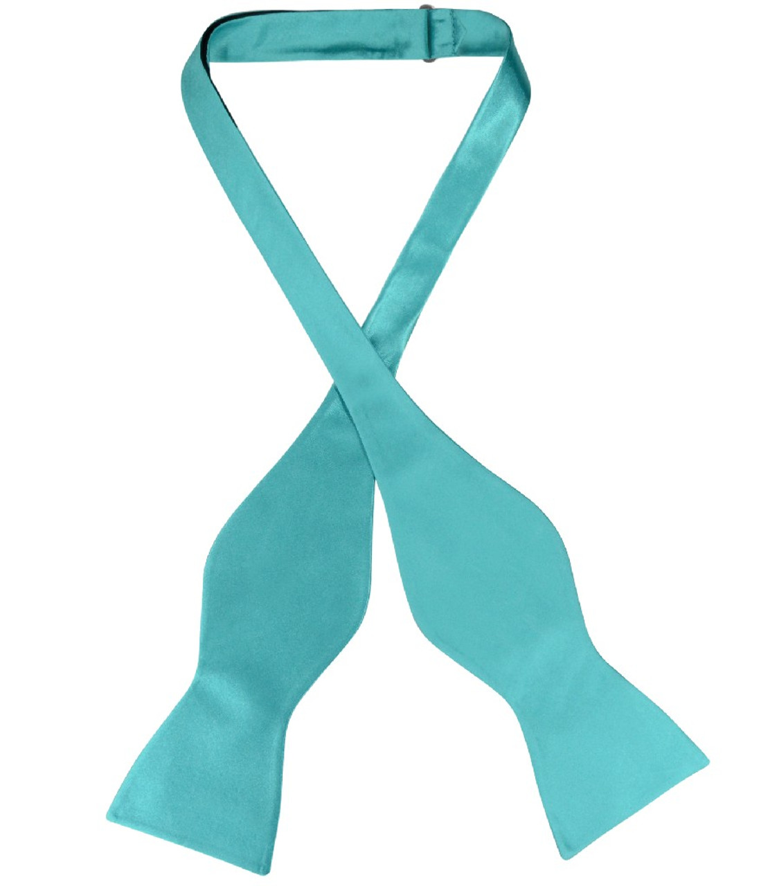 Biagio Self Tie Bow Tie Solid Turquoise Aqua Blue Color Mens BowTie
