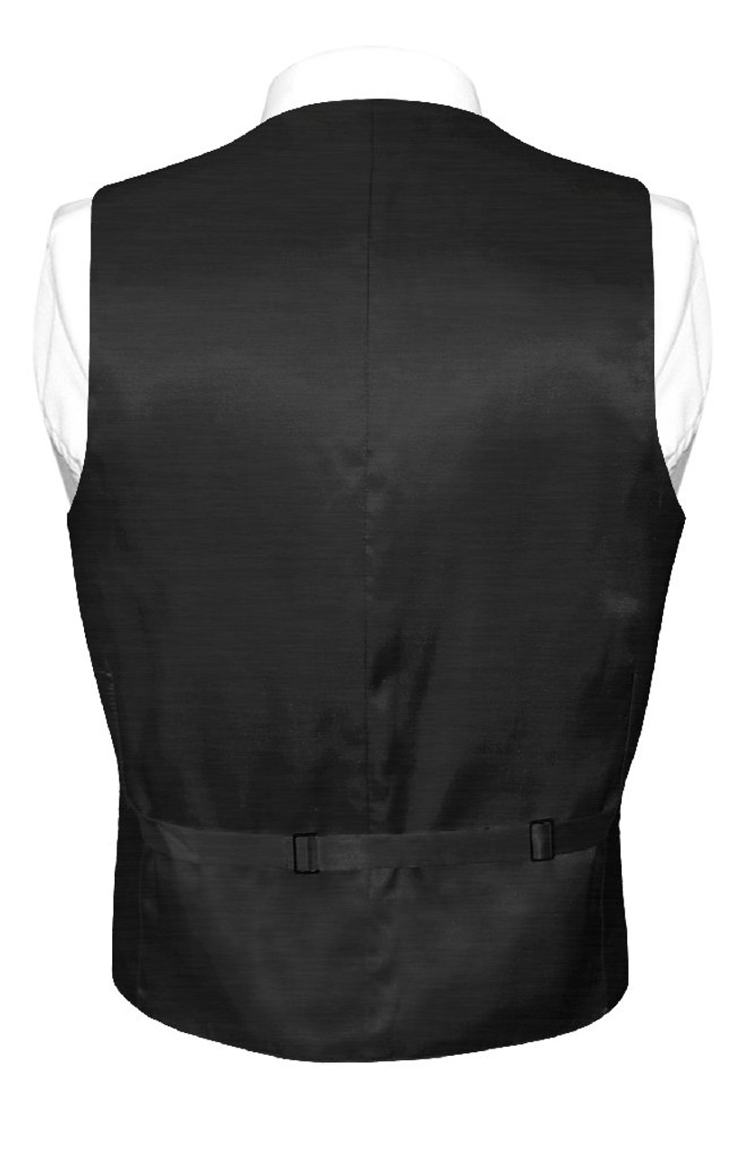 Biagio Mens Solid Black Bamboo Silk Dress Vest Bow Tie Set