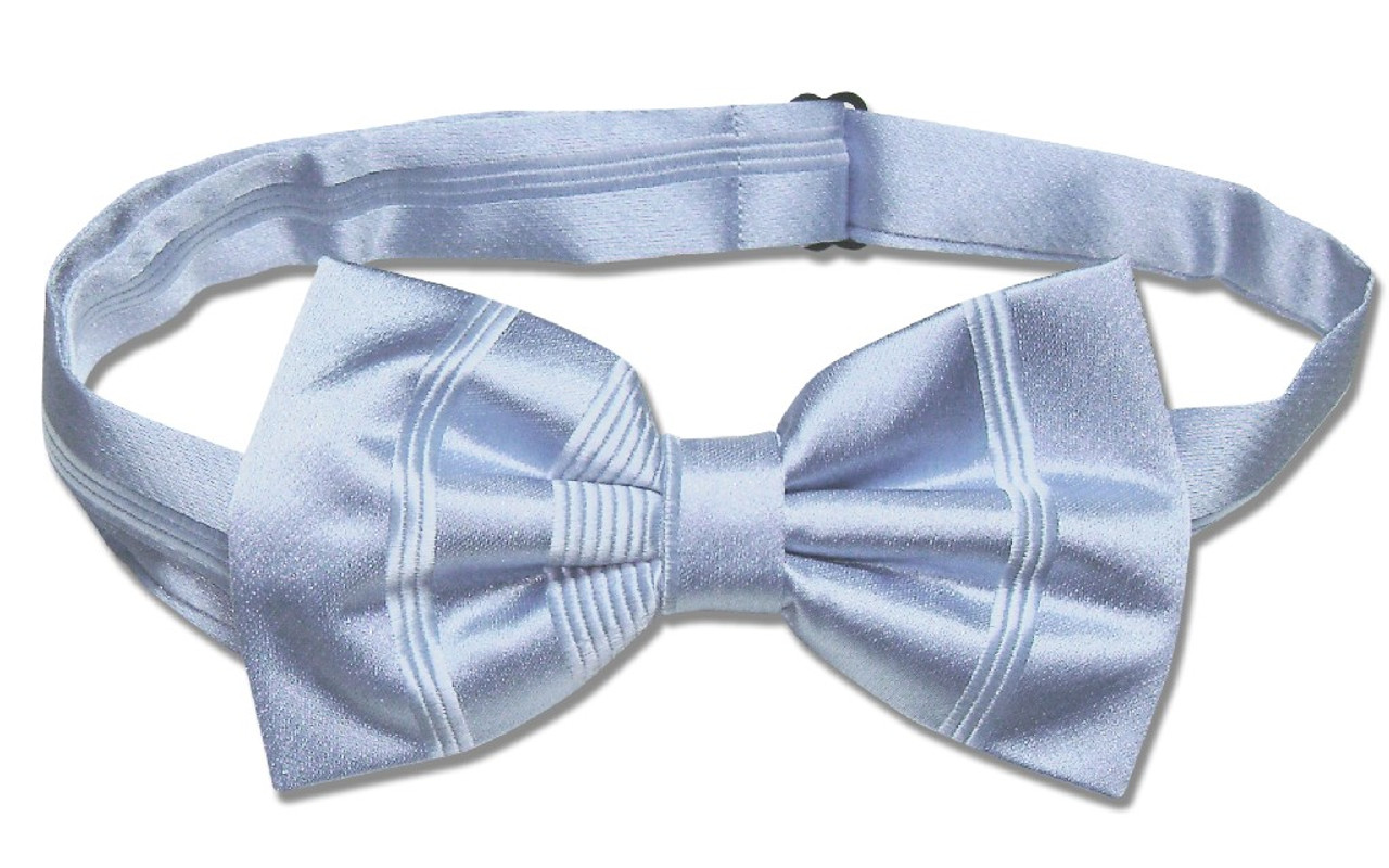 Vesuvio Napoli BowTie Baby Blue Woven Striped Design Mens Bow Tie