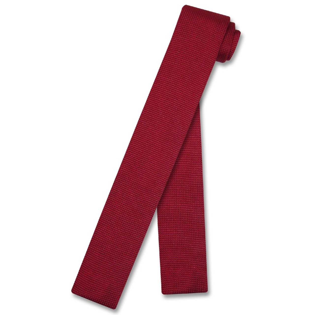 Biagio KNITTED Neck Tie Solid DARK RED Color Men's Knit NeckTie