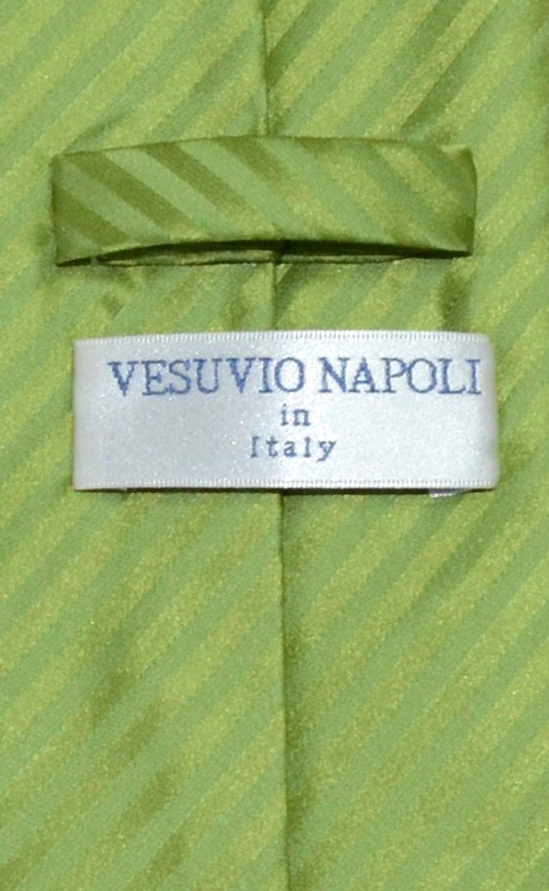 Vesuvio Napoli NeckTie Spinach Green Stripe Vertical Stripe Mens Tie
