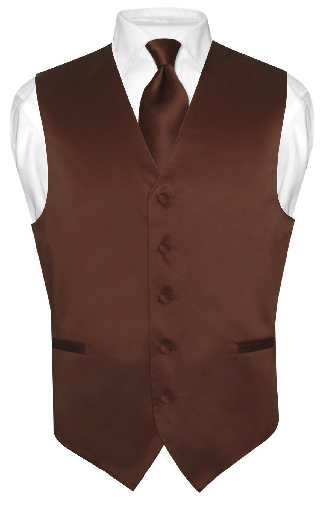 Chocolate Brown Vest Mens Brown Dress Vest And Necktie Set