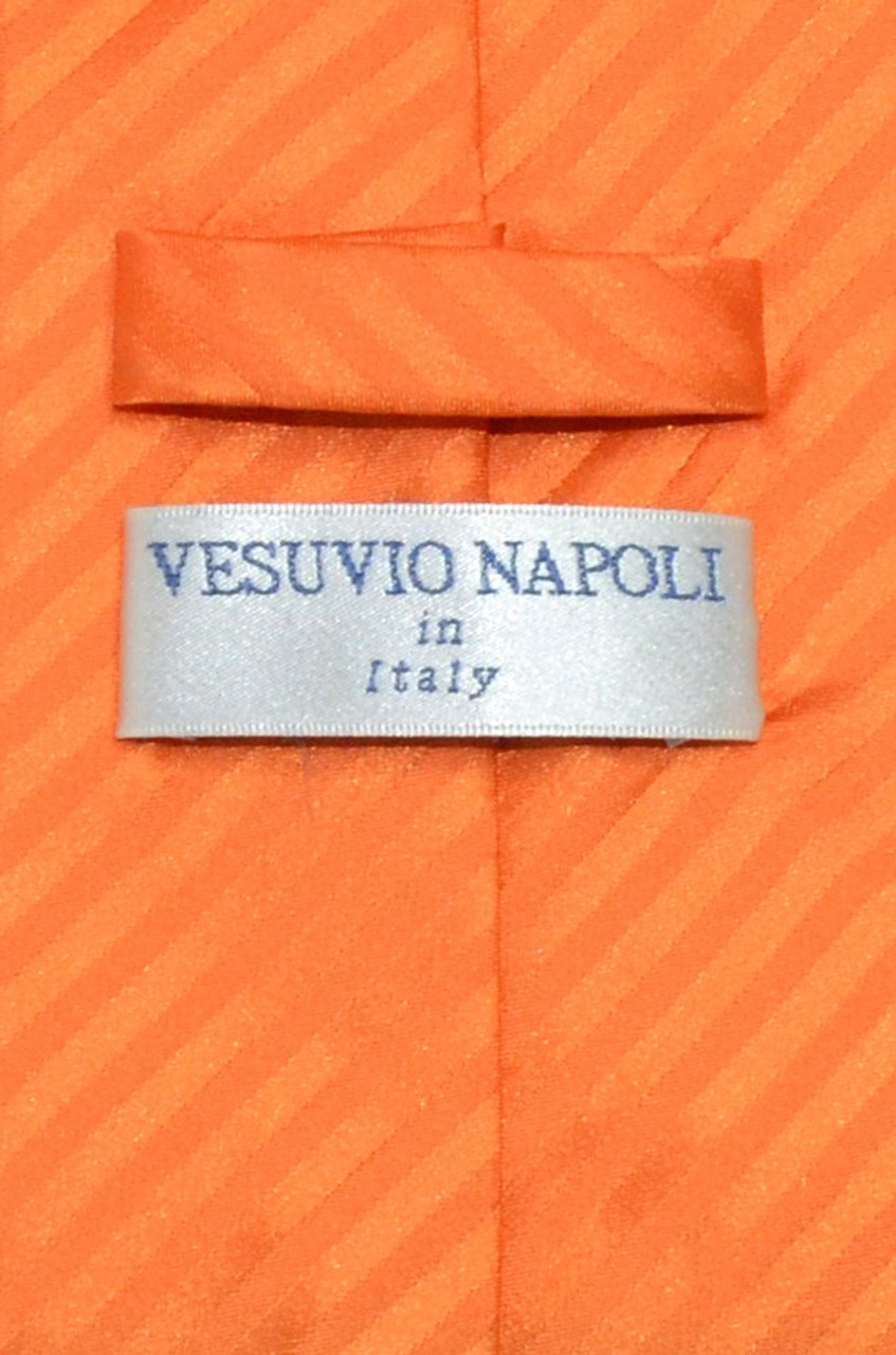 Vesuvio Napoli NeckTie Orange Stripe Vertical Stripe Mens Neck Tie