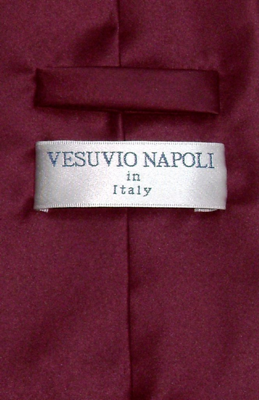 Vesuvio Napoli Solid Burgundy NeckTie Handkerchief Mens Neck Tie Set