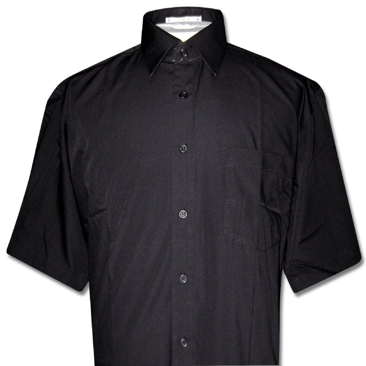 mens short sleeve dress shirts black