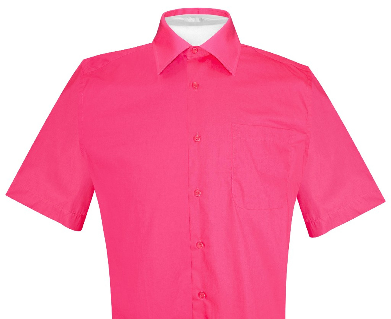 Mens Short Sleeve Dress Shirt | Hot Pink Fuchsia Dress Shirt
