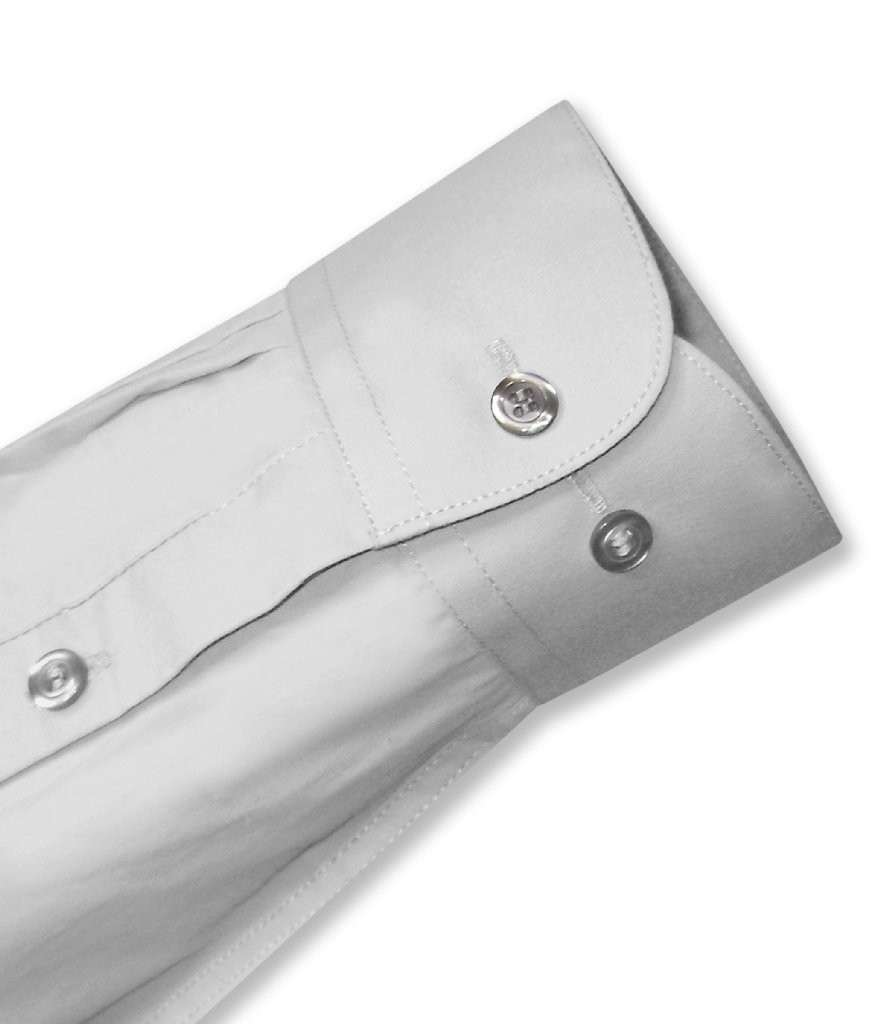 Biagio Mens All Cotton Silver Grey Dress Shirt with Convertible Cuffs