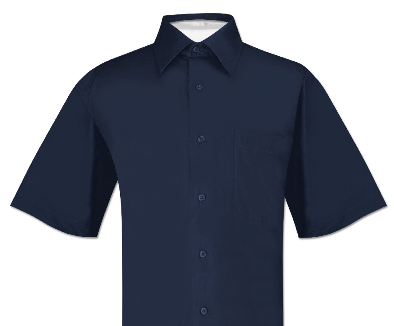 Navy Blue Mens Short Sleeve Dress Shirt | Biagio 100% Cotton Shirt