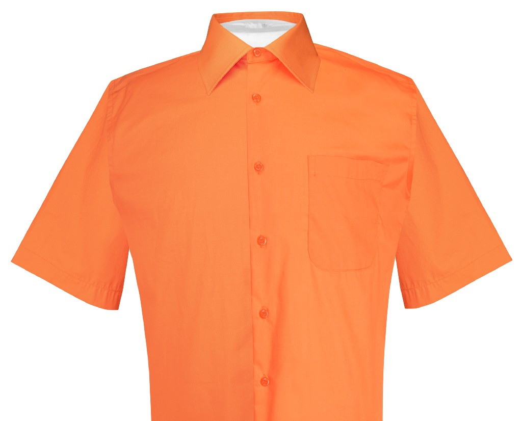 Burnt Orange Mens Short Sleeve Dress Shirt Biagio Cotton Shirt