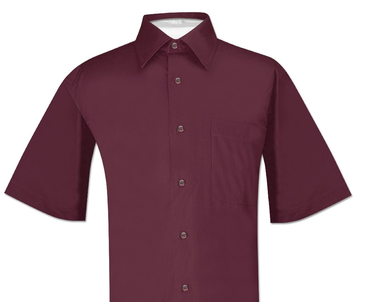 Burgundy Mens Short Sleeve Dress Shirt | Biagio 100% Cotton Shirt