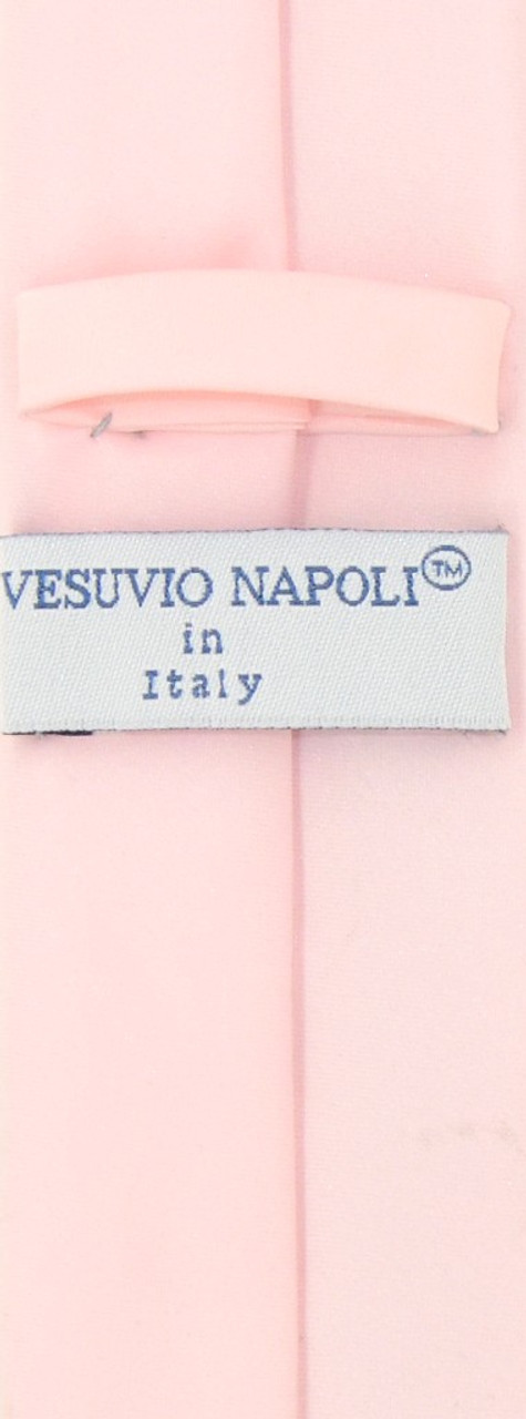 Vesuvio Napoli Solid Pink Skinny NeckTie Hanky Mens Narrow Tie Set
