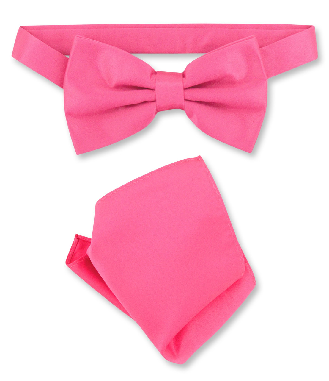 Hot Pink Bow Tie And Handkerchief Set | Mens Fuchsia Bowtie Set