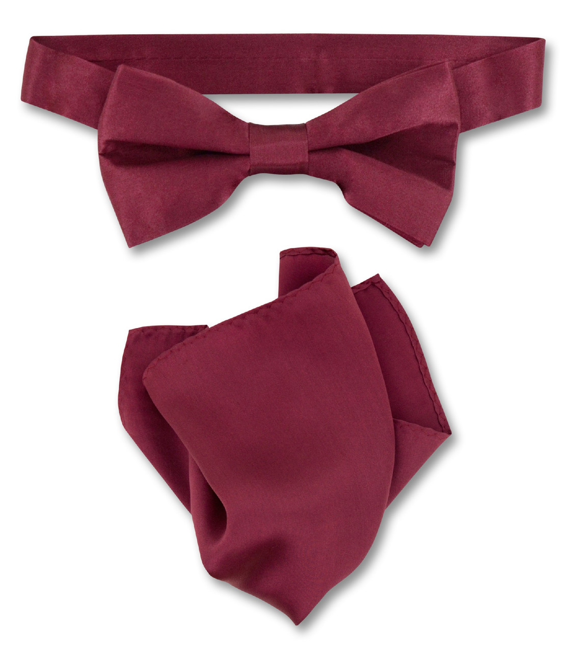 Dark burgundy bow tie and handkerchief silk - Buy online