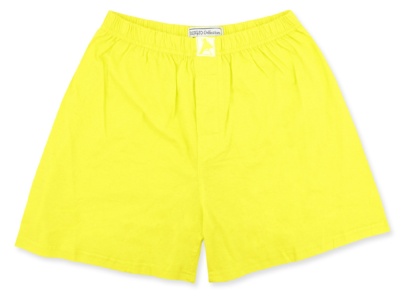 100% Knit Cotton Boxer Shorts  Biagio Mens Golden Yellow Boxers