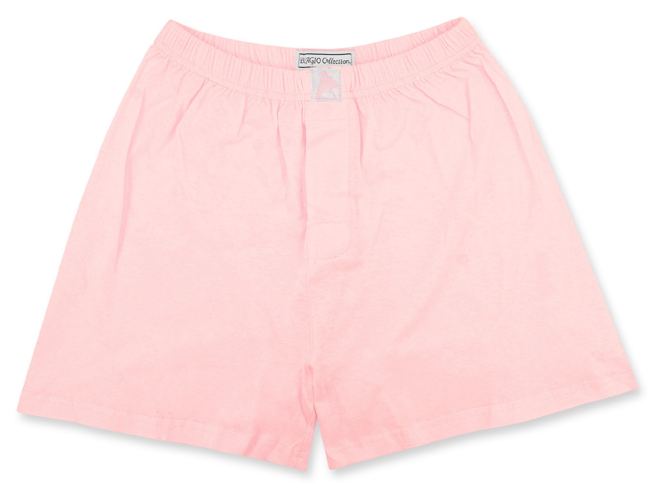 Biagio Mens Solid Light Pink Color BOXER 100% Knit Cotton Shorts