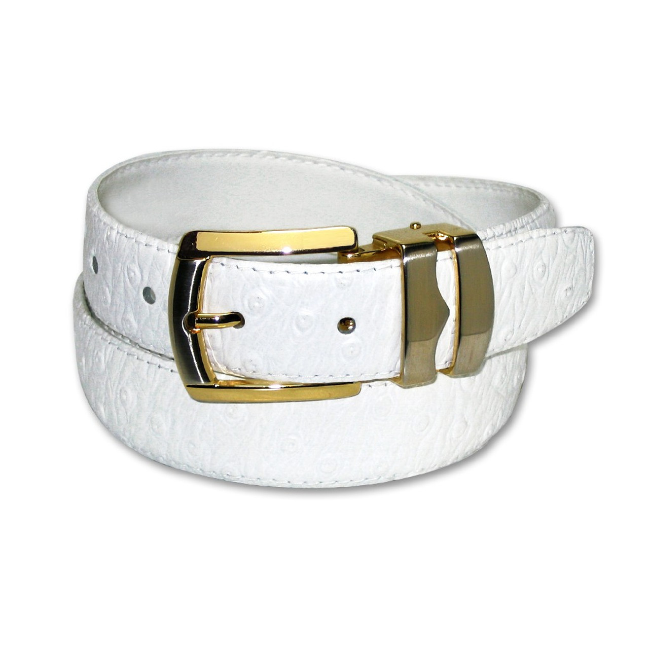 white and gold mens belt