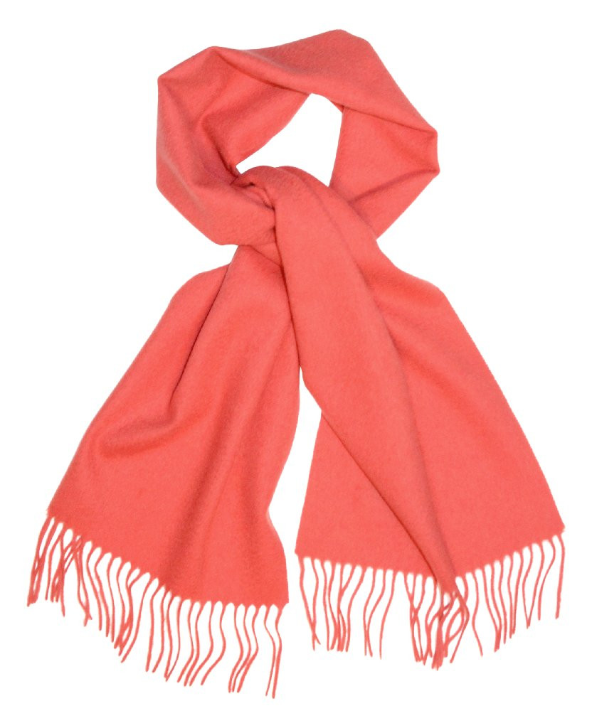 Biagio 100% Wool Neck Scarf Solid Coral Pink Color Scarve for Men or Women