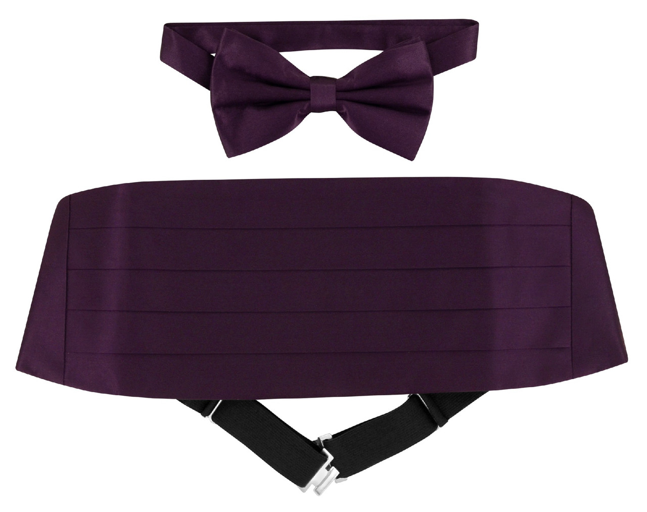 Silk Cumberbund BowTie Eggplant Purple Mens Cummerbund Bow Tie Set