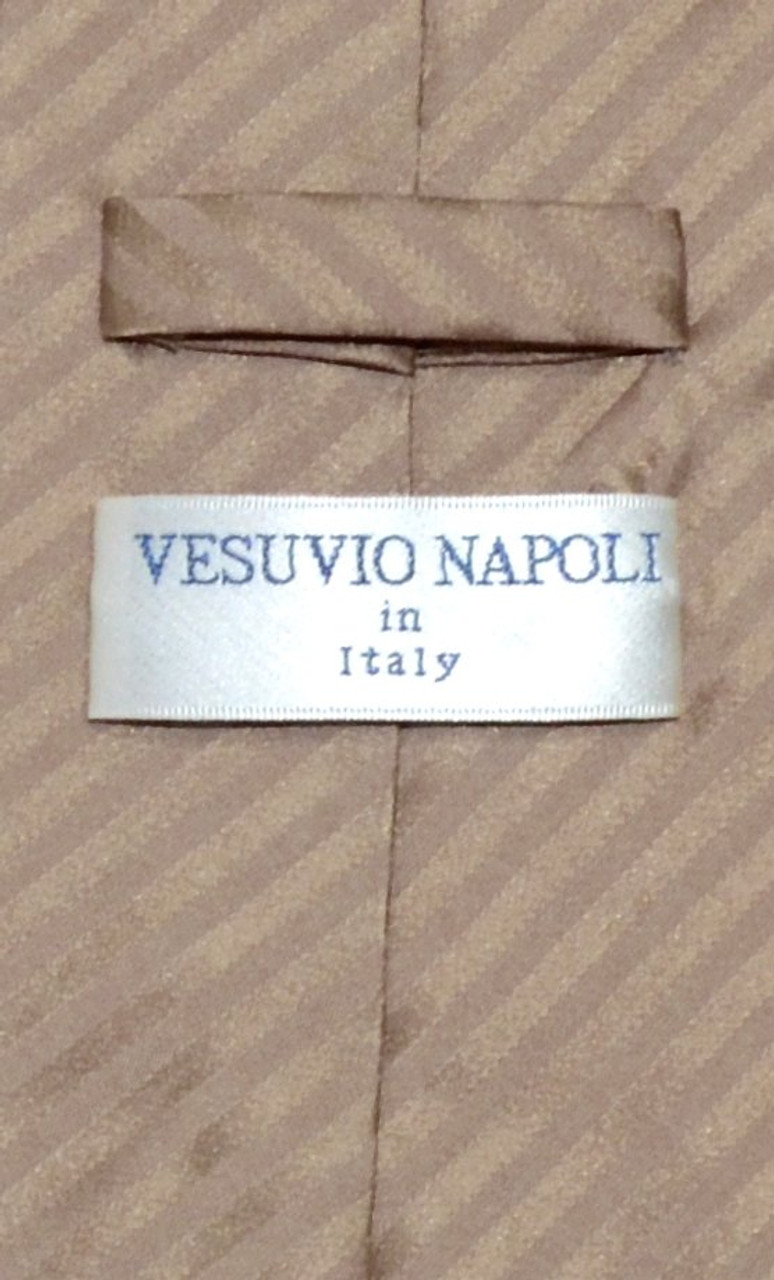 Vesuvio Napoli NeckTie Mocha Lt Brown Vertical Stripe Mens Neck Tie