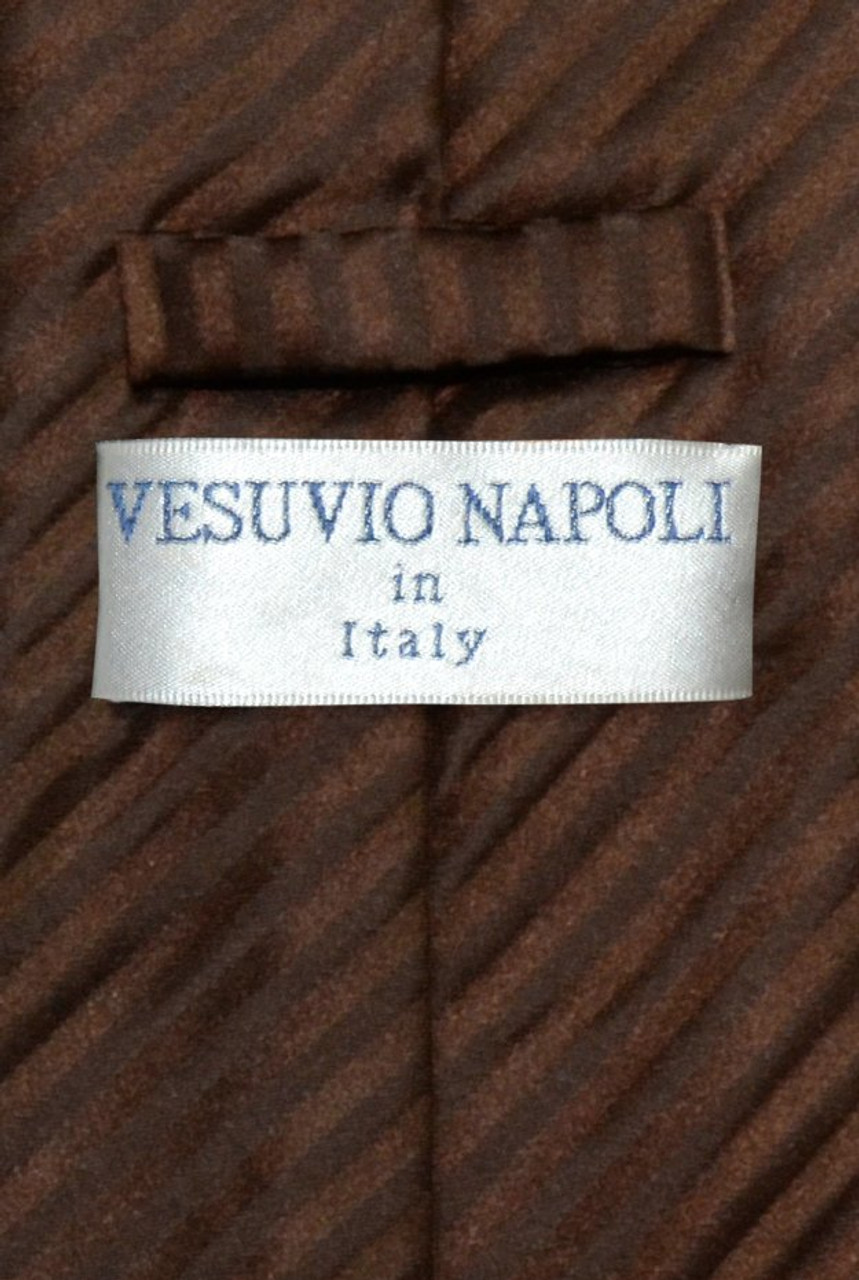 Vesuvio Napoli NeckTie Chocolate Brown Vertical Stripe Mens Neck Tie
