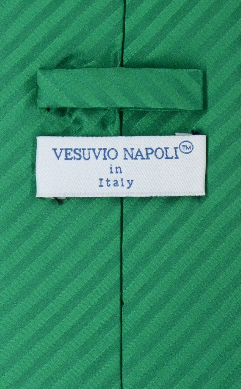 Vesuvio Napoli Emerald Green Striped NeckTie Handkerchief Neck Tie Set