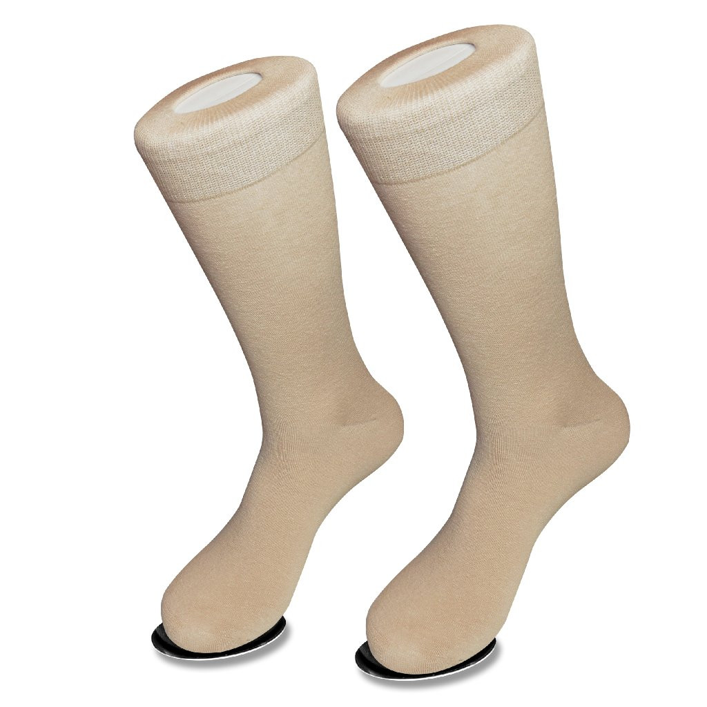 Solid Beige Color Mens Socks 1 Pair of Biagio Cotton Dress Socks