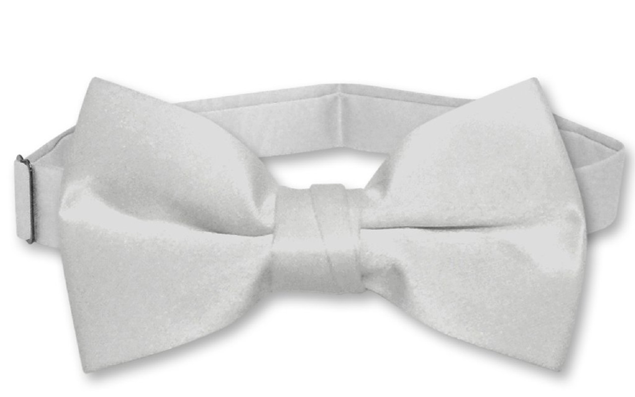 Vesuvio Napoli Boys BowTie Solid Silver Grey Color Youth Bow Tie