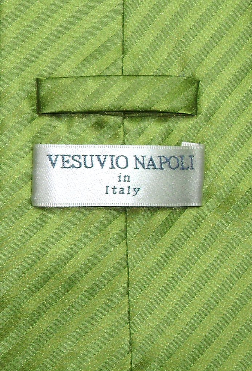 Mens Dress Vest NeckTie Spinach Green Vertical Stripe Neck Tie Set