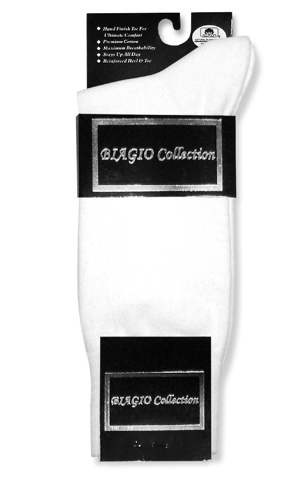 Biagio 1 Pair of Solid White Color Men's Cotton Dress Socks