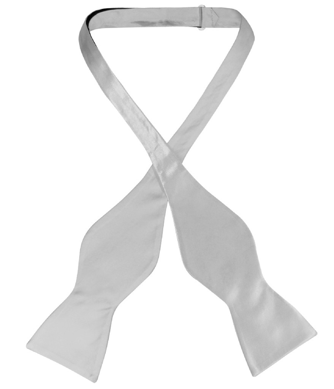 Biagio Self Tie Bow Tie Solid Silver Grey Color Mens Gray BowTie