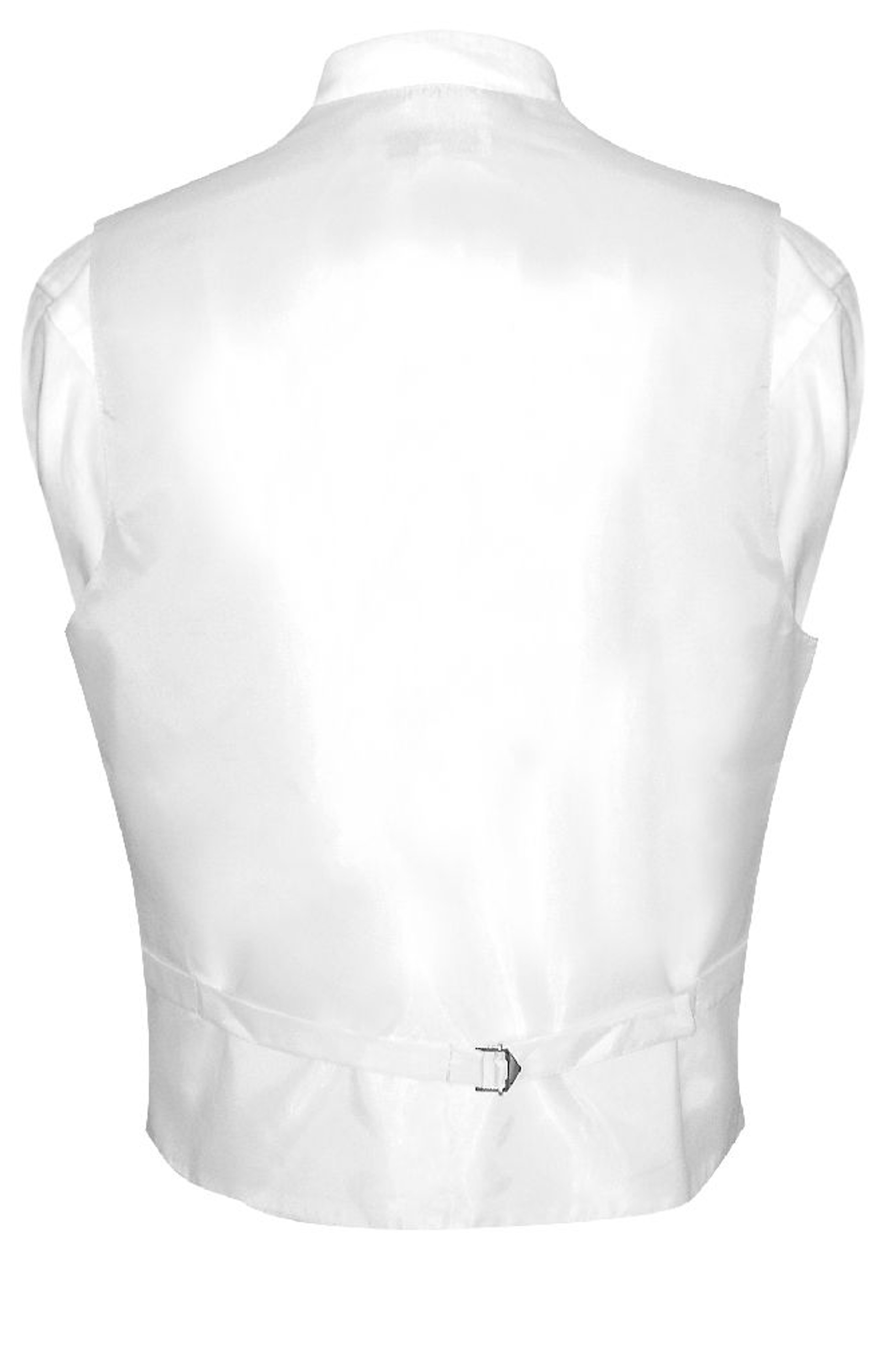 Mens Dress Vest & BowTie Solid White Color Bow Tie Set