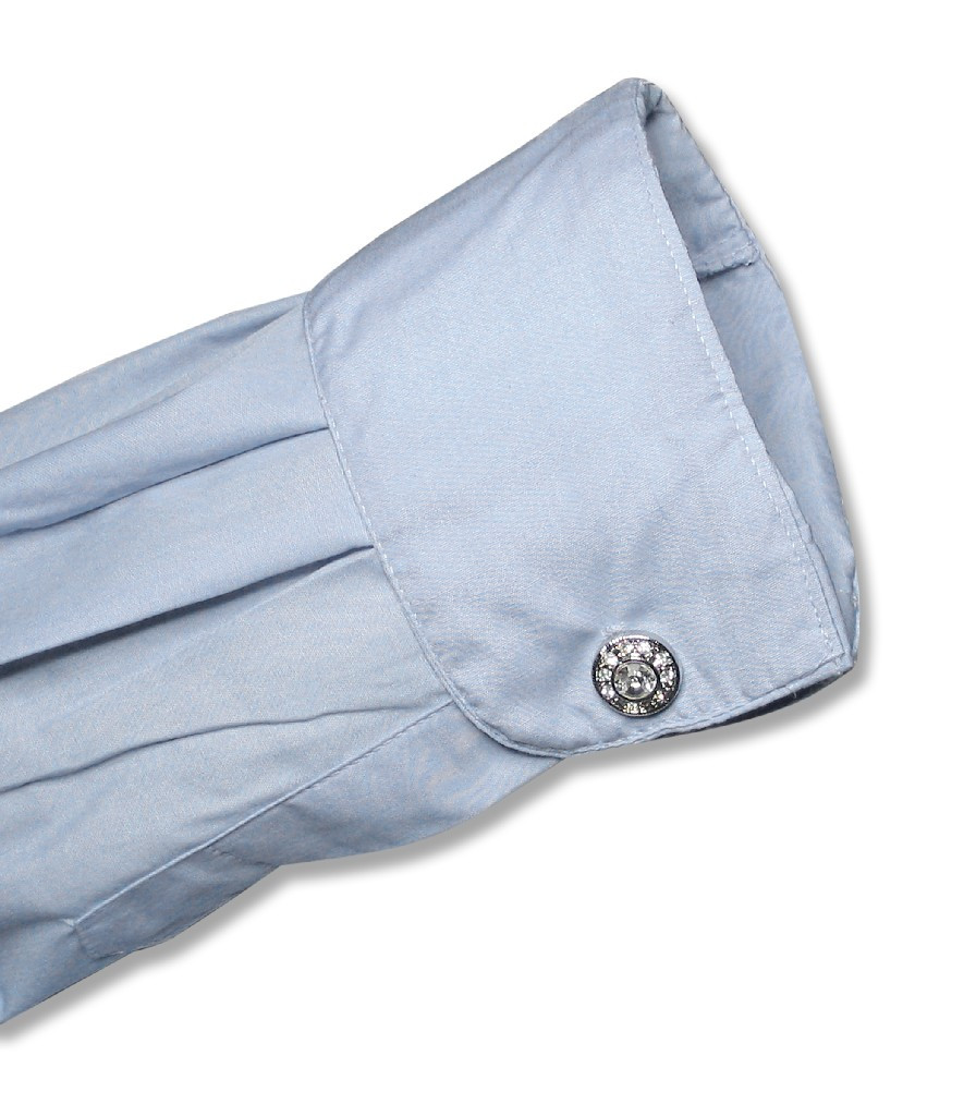 Covona Mens Solid Powder Blue Dress Shirt with Convertible Cuffs