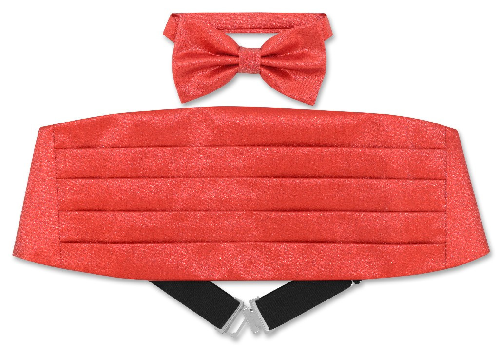 Cummerbund BowTie Set Red Metallic Design Cumberbund Bow Tie