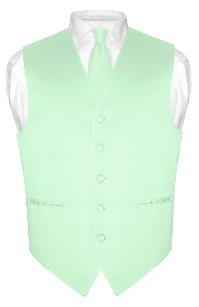 Men's Sage Green Dress Vest & Tie Set – Woven Horizontal Stripes, Satin Microfiber