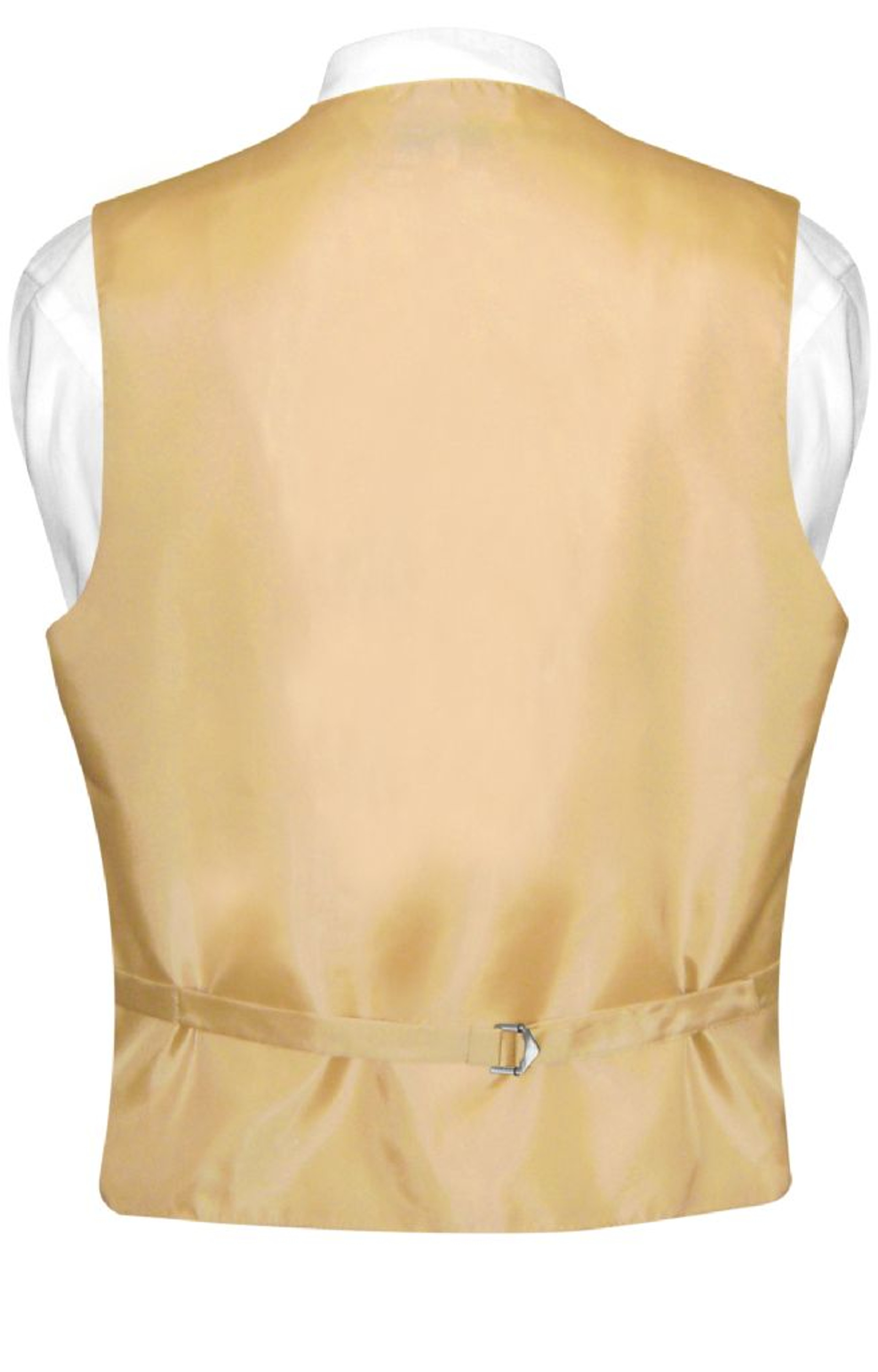 Mens Dress Vest And BowTie Solid Gold Color Bow Tie Set