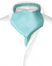 Turquoise Blue Cravat | Solid Color Ribbed Ascot Cravat Mens Tie