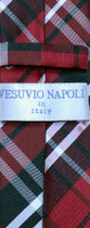 Vesuvio Napoli Narrow NeckTie Skinny Black Burgundy White PLAID Men's 2.5" Tie