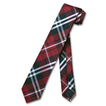 Vesuvio Napoli Narrow NeckTie Skinny Black Burgundy White Plaid Tie