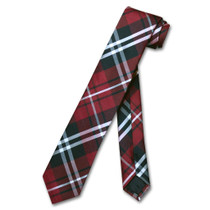 Vesuvio Napoli Narrow NeckTie Skinny Black Burgundy White Plaid Tie