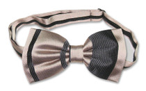 Vesuvio Napoli BowTie Taupe Light Brown Striped Design Mens Bow Tie